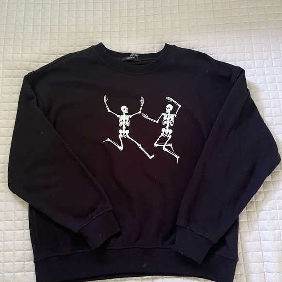 Forever 21 Black skeleton Crewneck - Picture 1 of 2